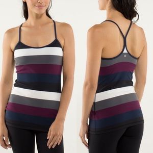 Lululemon Power Y Tank Top In Bold Stripe Mauvelous Heathered Black
